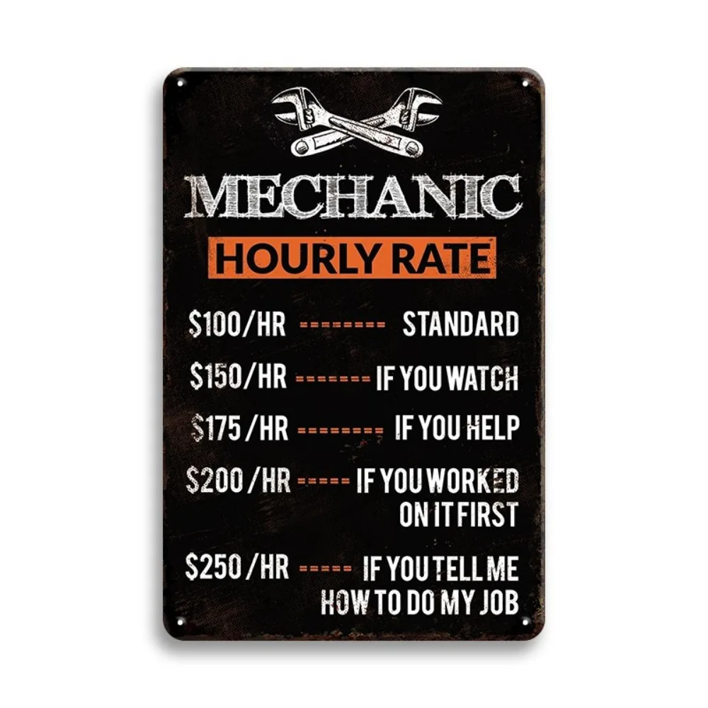 Workshop Tools Hours - Металлический знак в стиле ретро-механика по