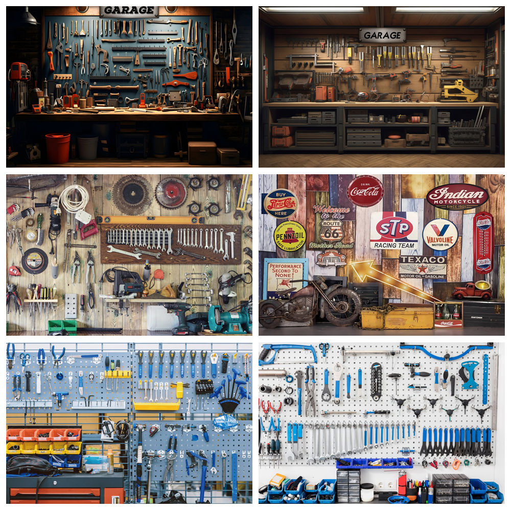Workshop Tools Background - Винтажный фон для гаража, инструменты для